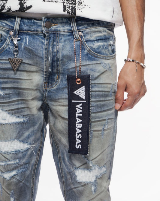 Graft Stacked Dirty Blue Jeans - Valabasas