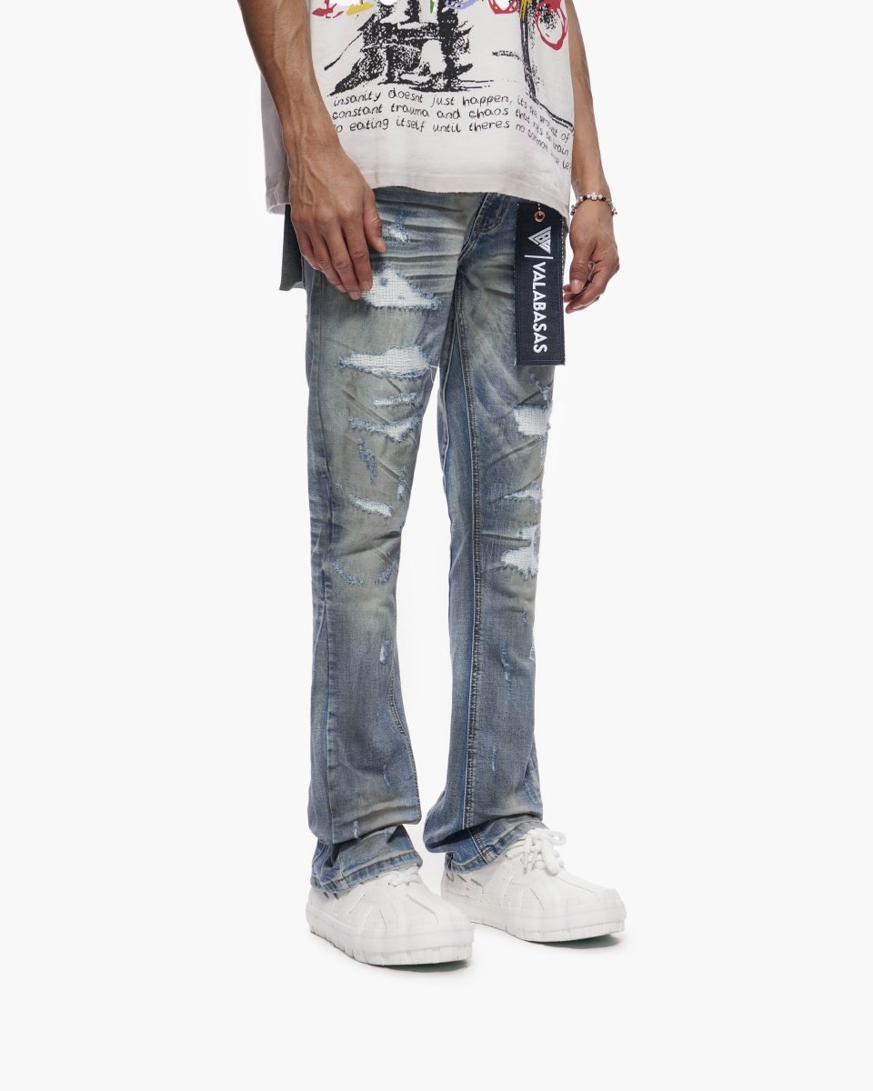 Graft Stacked Dirty Blue Jeans – Valabasas