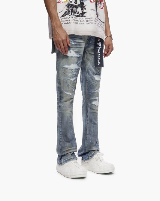 Graft Stacked Dirty Blue Jeans - Valabasas