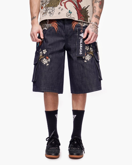 Graviku Baggy Cargo Jorts Indigo - Valabasas