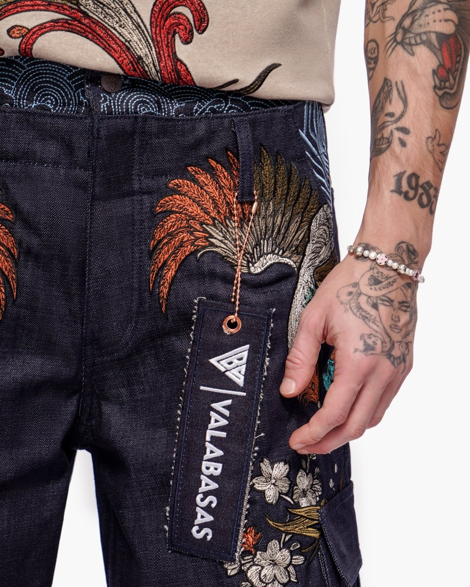 Graviku Baggy Cargo Jorts Indigo - Valabasas