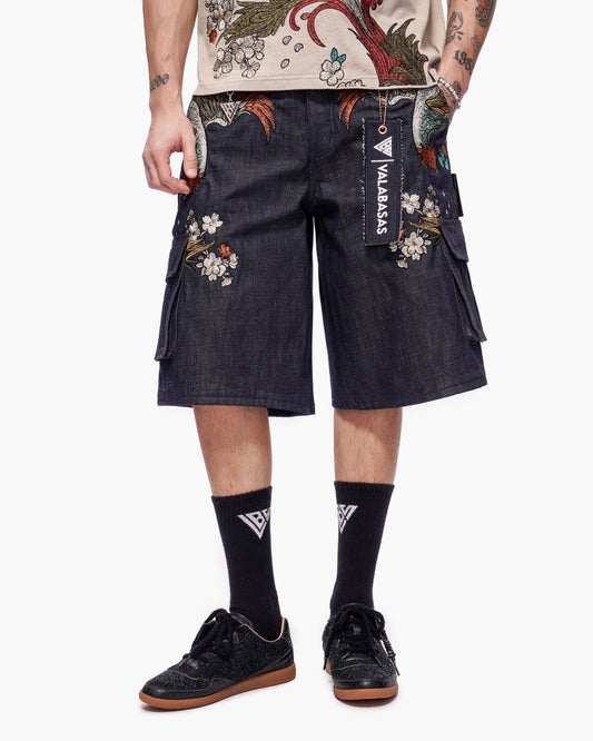 Graviku Baggy Cargo Jorts Indigo - Valabasas