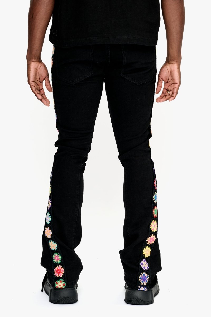 Groovy Stacked Flare Jean Jet Black - Valabasas