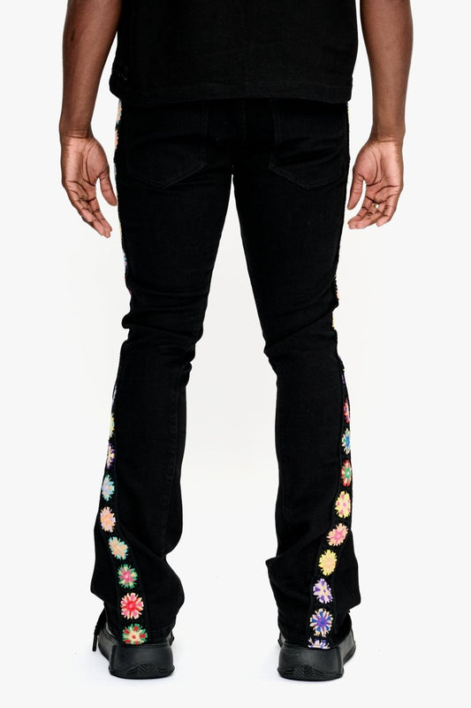 Groovy Stacked Flare Jean Jet Black - Valabasas