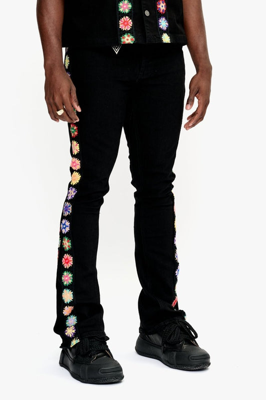 Groovy Stacked Flare Jean Jet Black - Valabasas