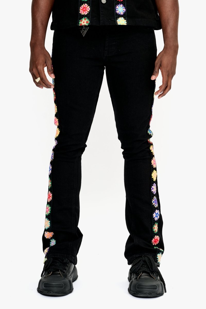 Groovy Stacked Flare Jean Jet Black - Valabasas