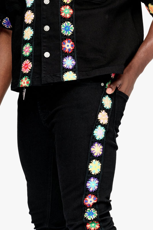 Groovy Stacked Flare Jean Jet Black - Valabasas