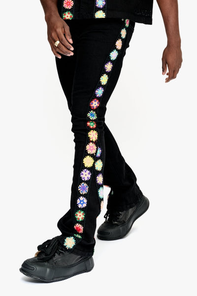 Groovy Stacked Flare Jean Jet Black – Valabasas