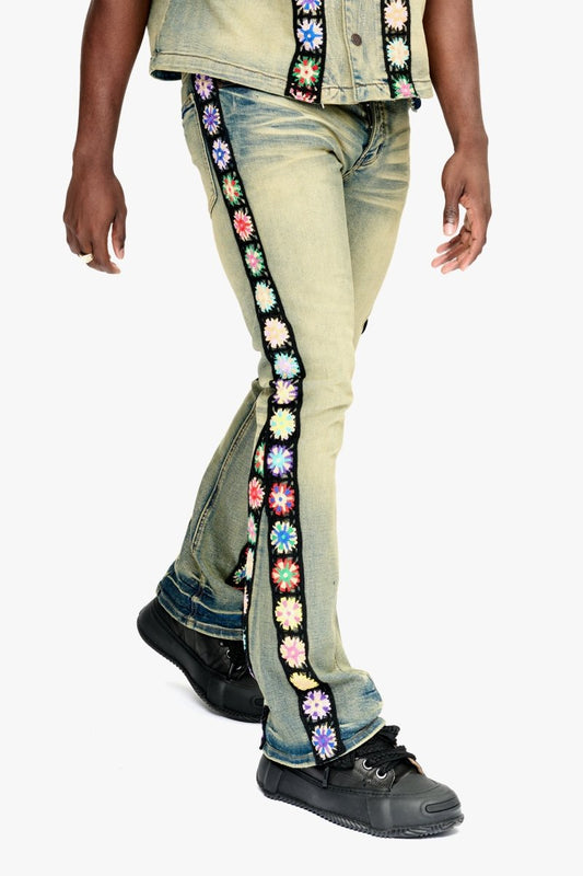 Groovy Stacked Flare Jean Vintage Blue Stacked Flare Jean - Valabasas