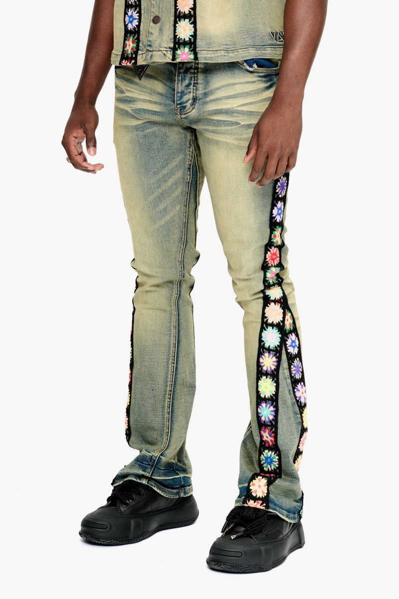 Groovy Stacked Flare Jean Vintage Blue Stacked Flare Jean - Valabasas