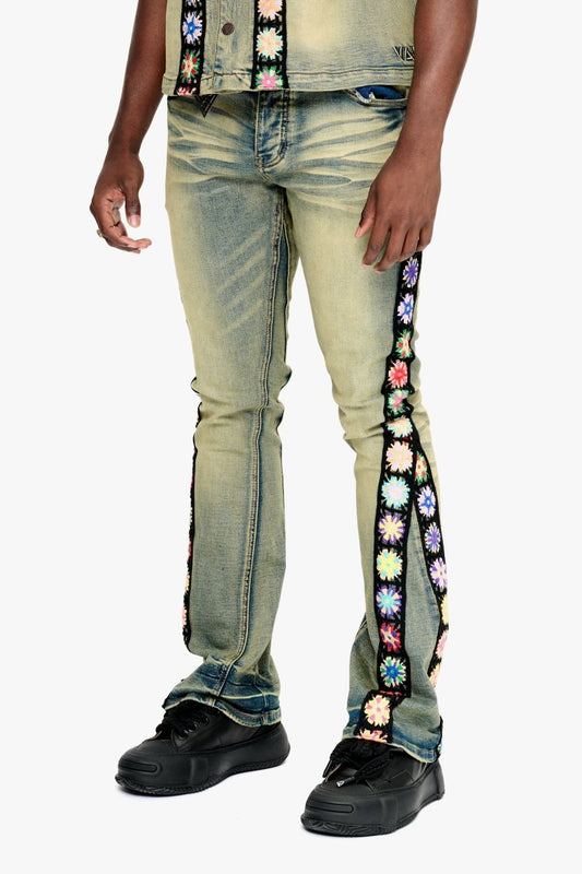 Groovy Stacked Flare Jean Vintage Blue Stacked Flare Jean - Valabasas