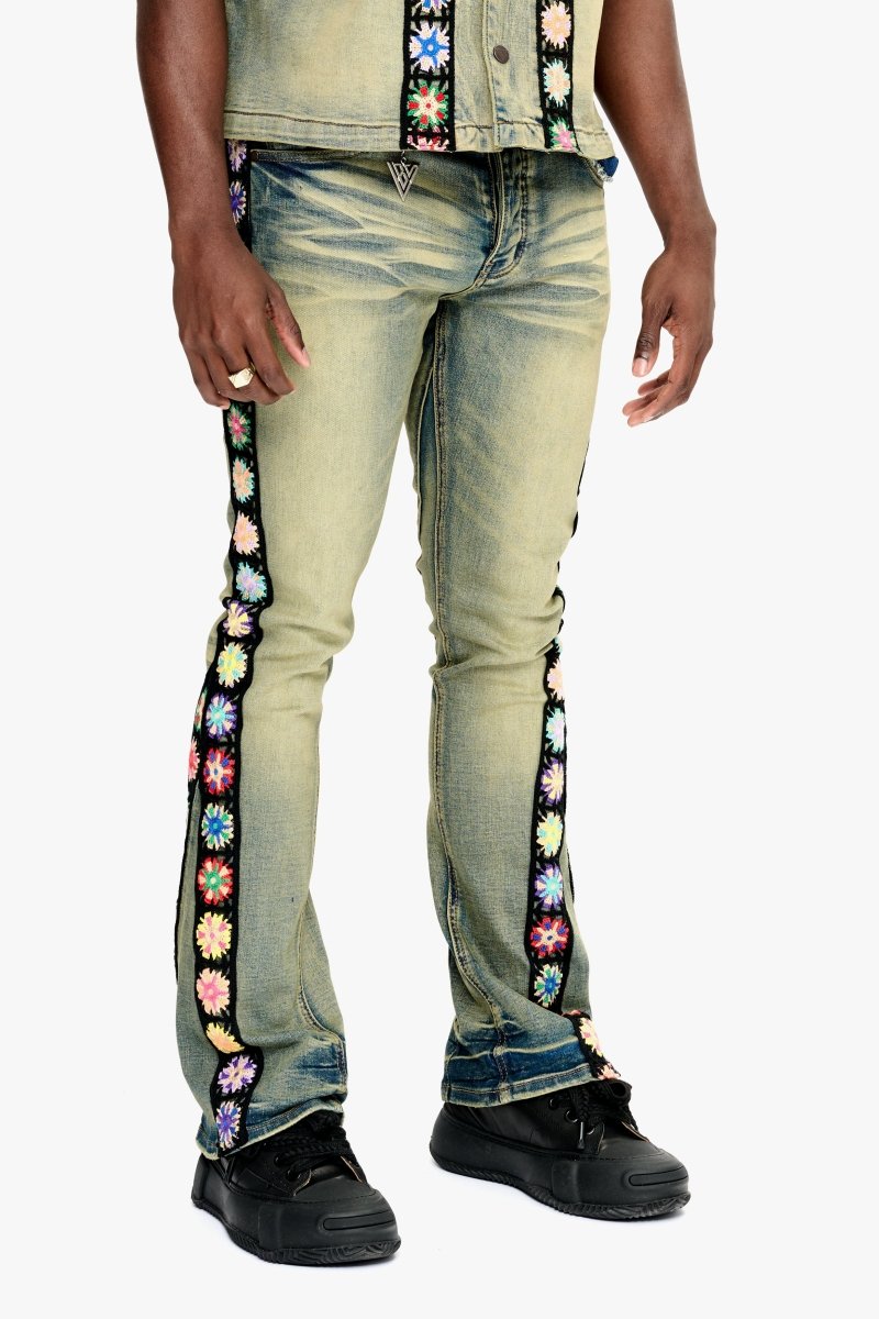 Groovy Vintage Blue Stacked Flare Jean