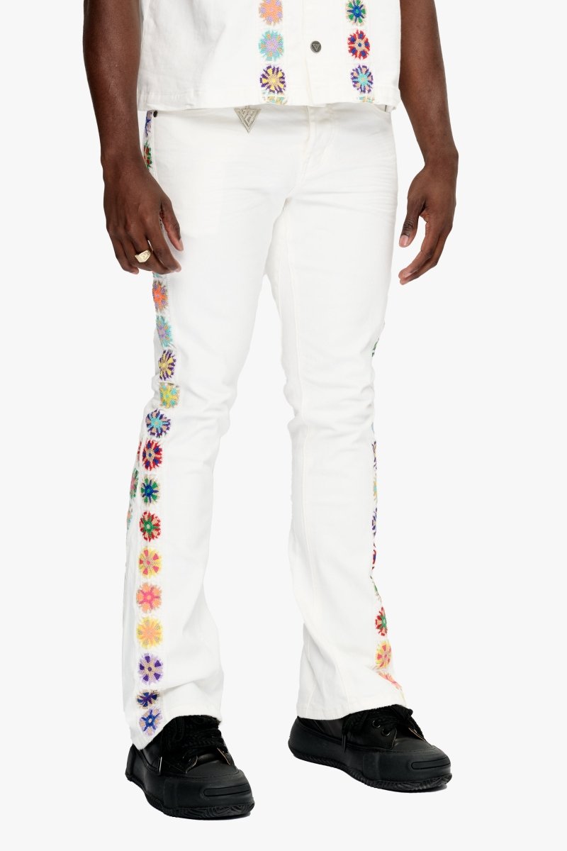 Groovy Stacked Flare Jean White - Valabasas