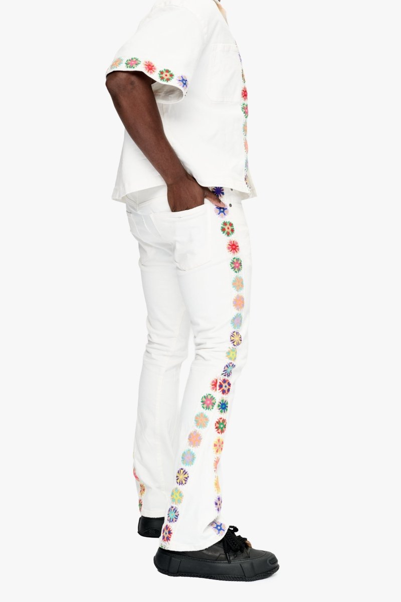 Groovy Stacked Flare Jean White - Valabasas