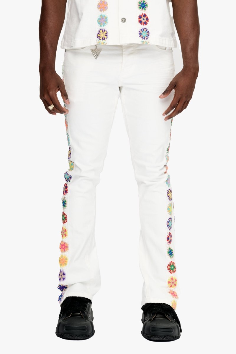 Groovy Stacked Flare Jean White - Valabasas