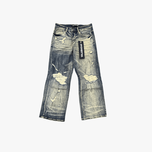 Grunge Baggy Jeans Vintage Blue - Valabasas