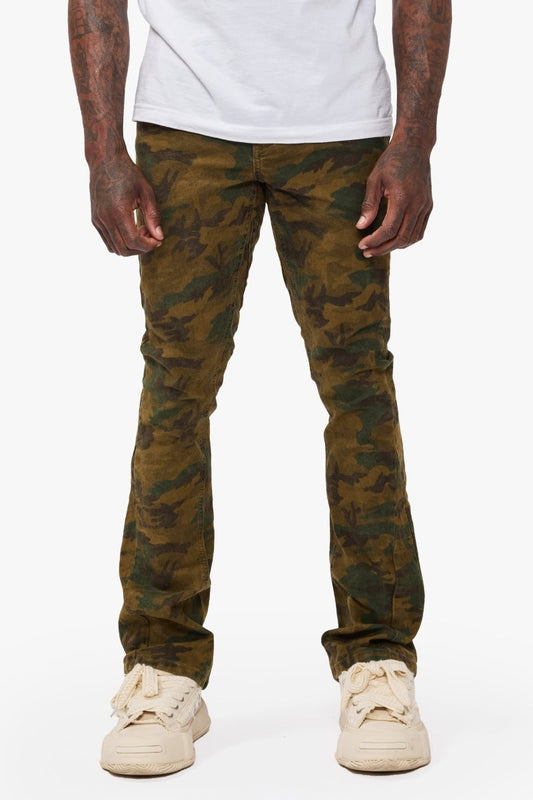 Hazard Dark Foilage Green Stacked Jeans - Valabasas