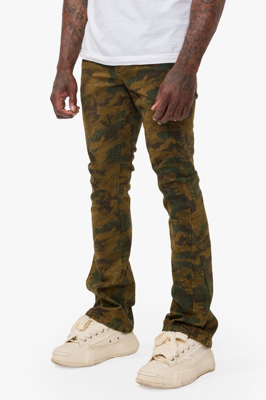 Hazard Dark Foilage Green Stacked Jeans - Valabasas