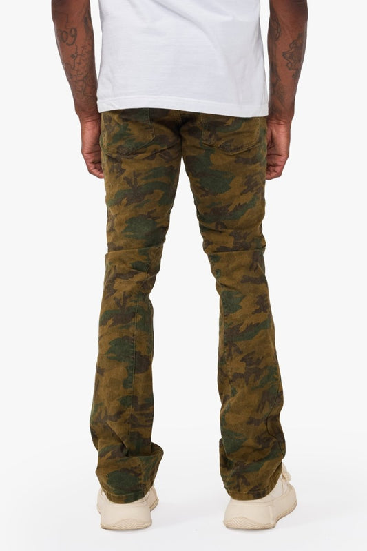 Hazard Dark Foilage Green Stacked Jeans - Valabasas