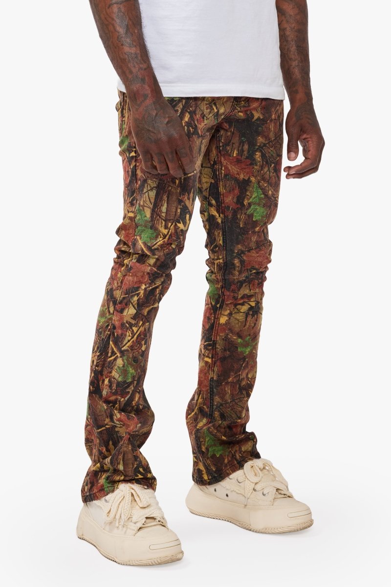 Hazard Leaf Camo Stacked Jeans - Valabasas