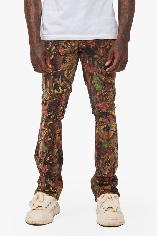 Hazard Leaf Camo Stacked Jeans - Valabasas
