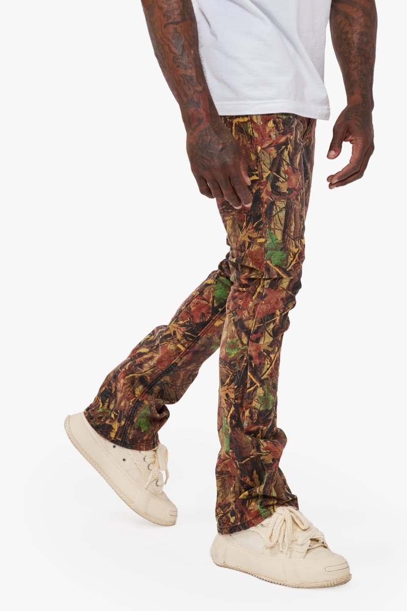 Hazard Leaf Camo Stacked Jeans - Valabasas