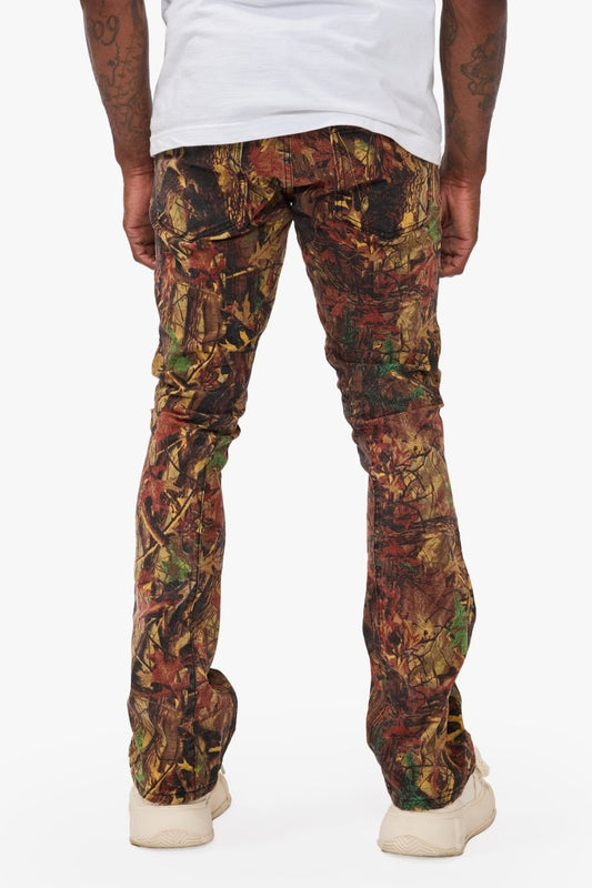 Hazard Leaf Camo Stacked Jeans - Valabasas