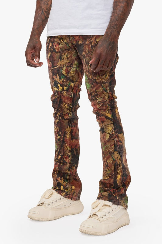 Hazard Leaf Camo Stacked Jeans - Valabasas