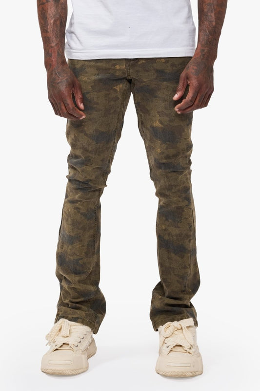 Hazard Moss Green Stacked Jeans - Valabasas