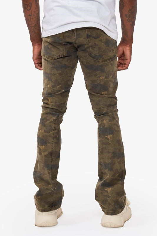 Hazard Moss Green Stacked Jeans - Valabasas