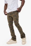 Hazard Moss Green Stacked Jeans