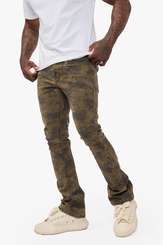 Hazard Moss Green Stacked Jeans - Valabasas
