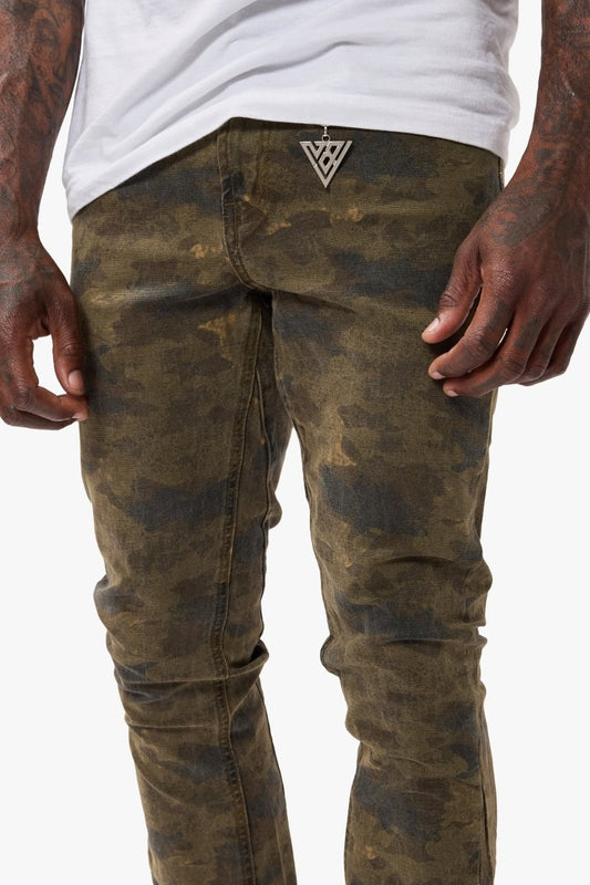 Hazard Moss Green Stacked Jeans - Valabasas