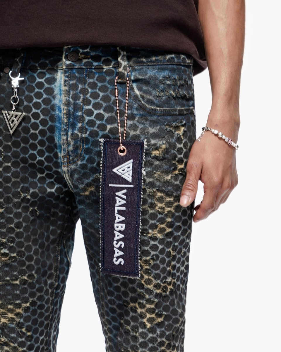 Hex Vintage Blue Black Stacked Jeans - Valabasas