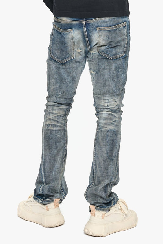 Hibit Vintage Blue Stacked Flare Jean - Valabasas