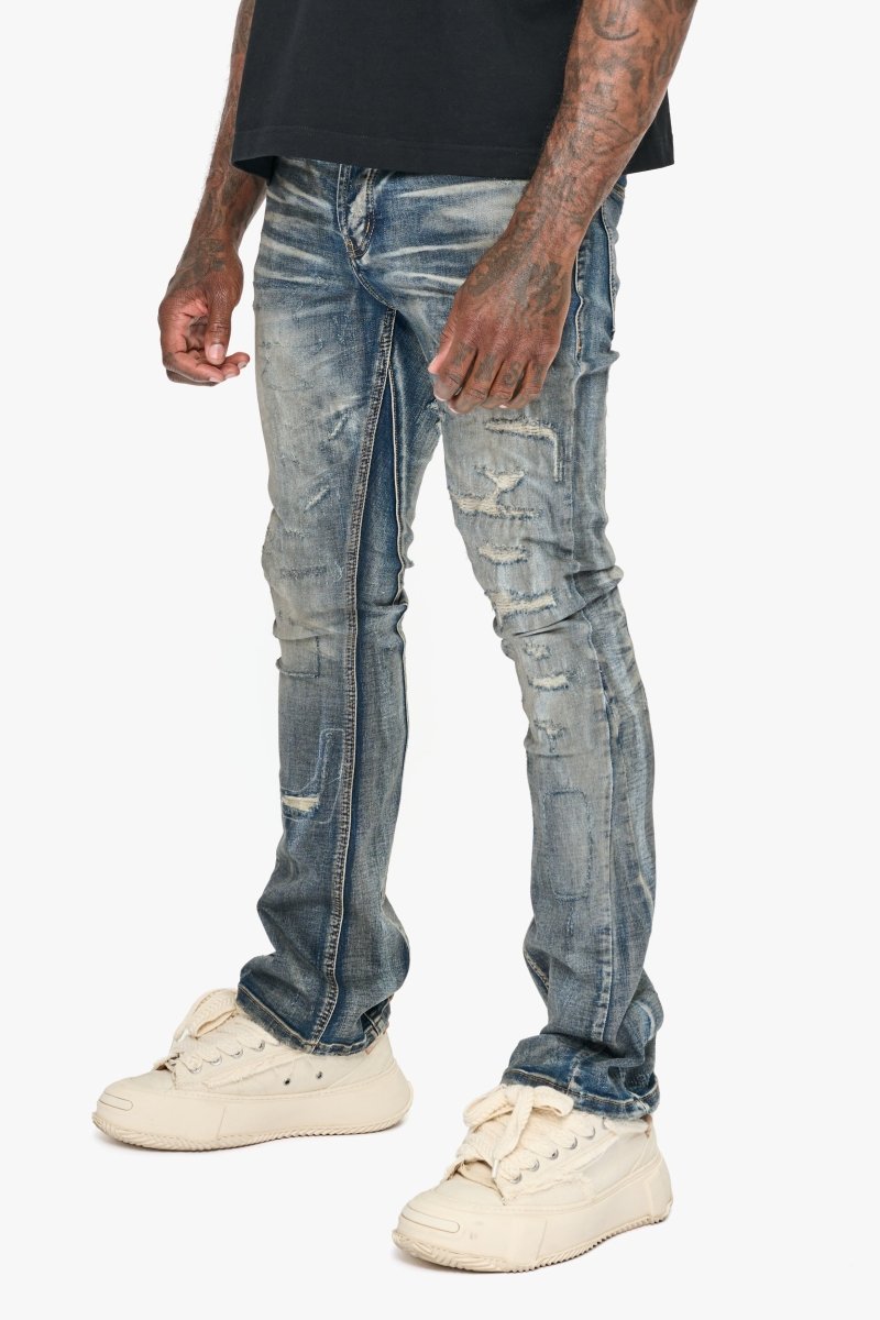 Hibit Vintage Blue Stacked Flare Jean - Valabasas