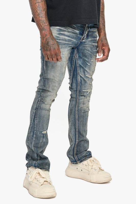 Hibit Vintage Blue Stacked Flare Jean - Valabasas