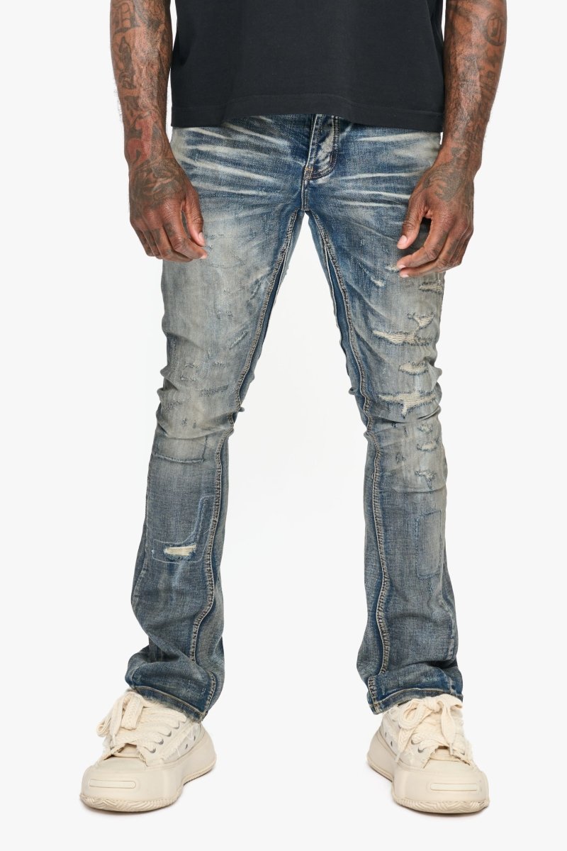 Hibit Vintage Blue Stacked Flare Jean - Valabasas