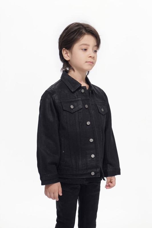Hideout Kids Black Wash Waxed Jacket - Valabasas