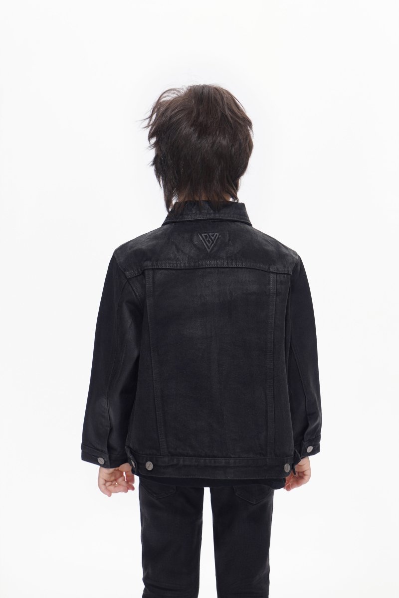 Hideout Kids Black Wash Waxed Jacket - Valabasas