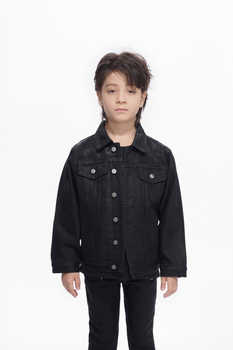 Hideout Kids Black Wash Waxed Jacket - Valabasas