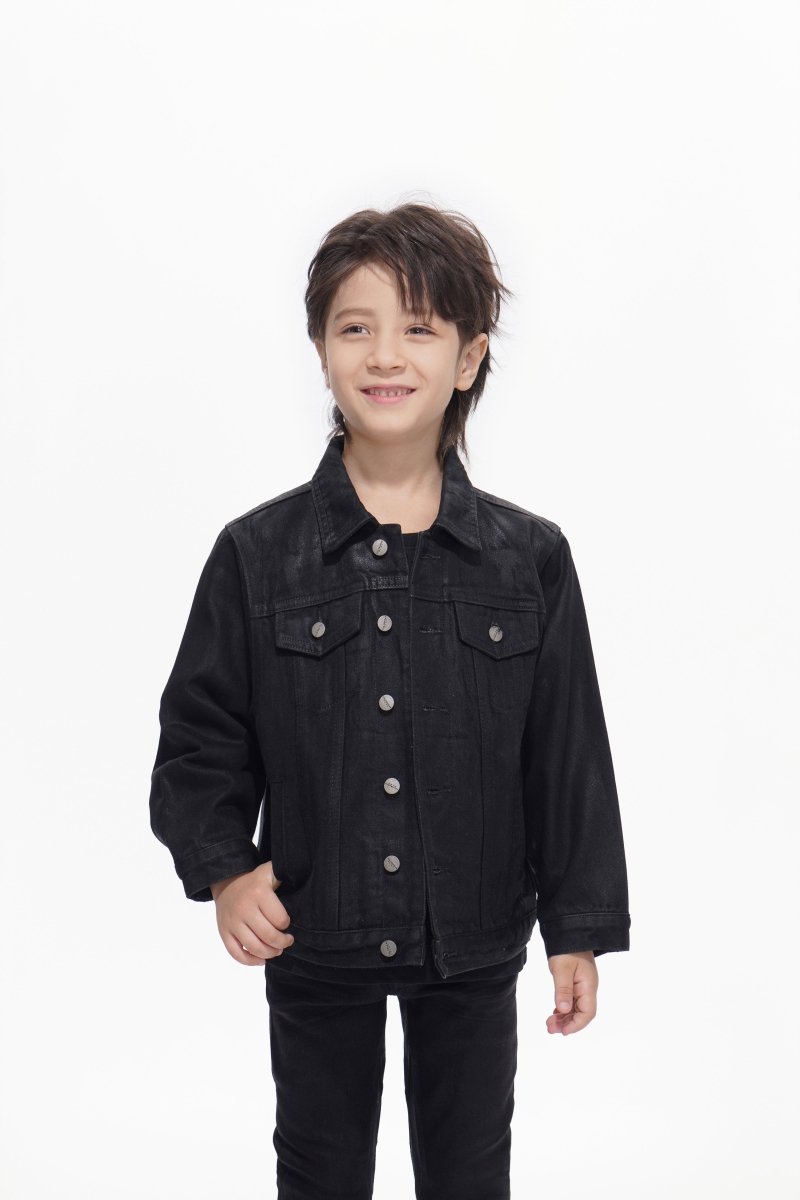 Hideout Kids Black Wash Waxed Jacket - Valabasas