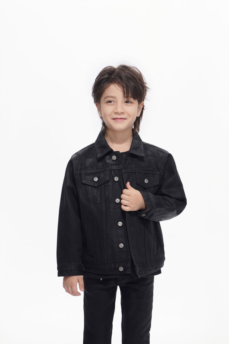 Hideout Kids Black Wash Waxed Jacket - Valabasas