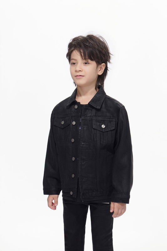 Hideout Kids Black Wash Waxed Jacket - Valabasas