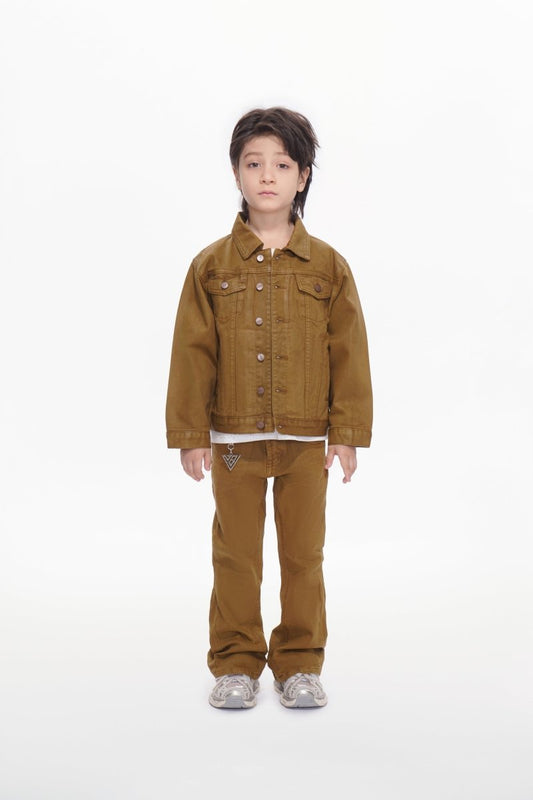 Hideout Kids Brown Waxed Jacket - Valabasas