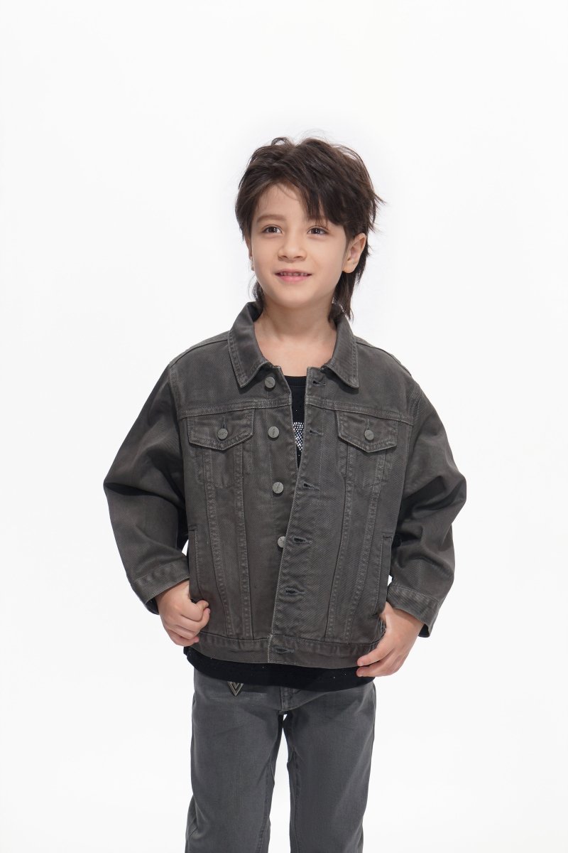 Hideout Kids Grey Waxed Jacket - Valabasas