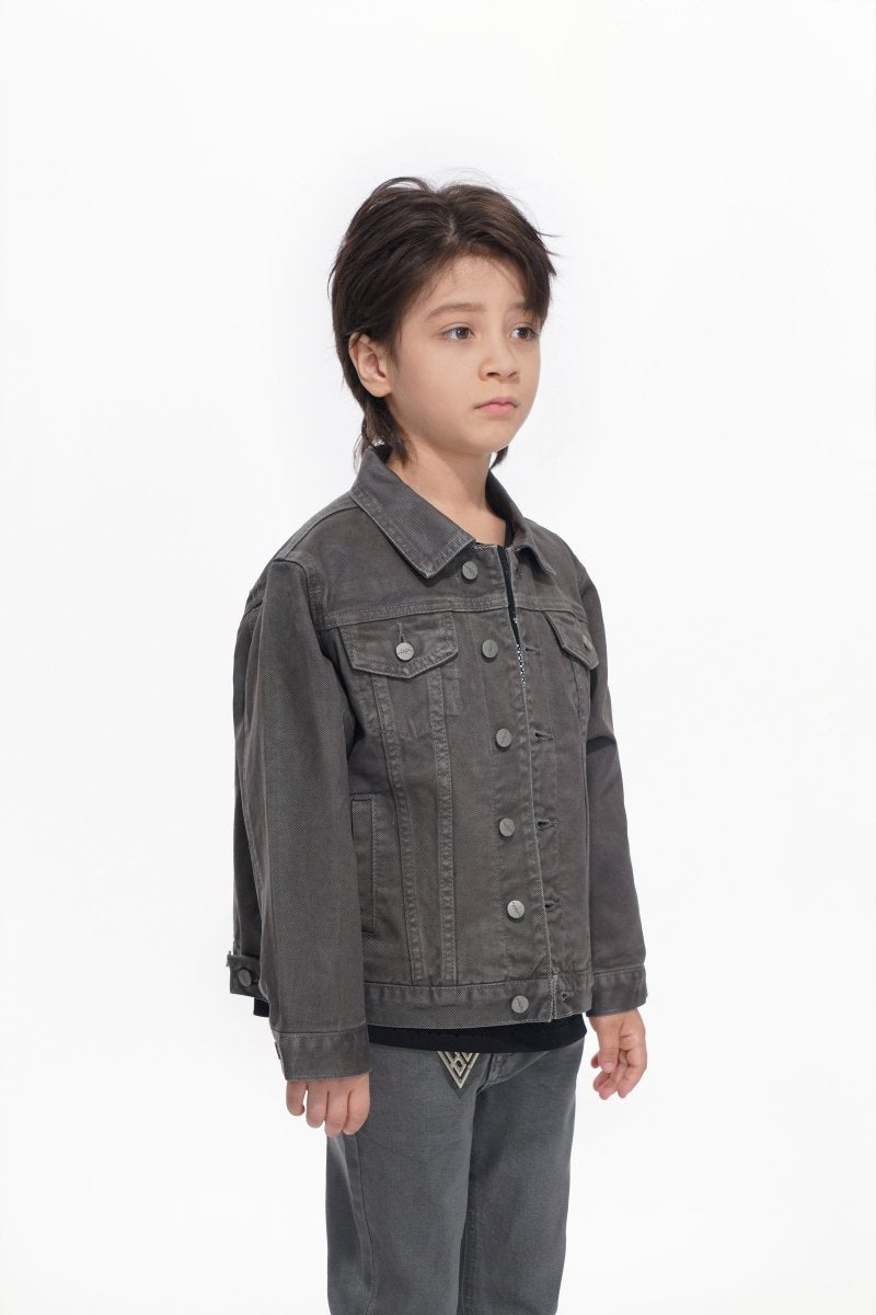 Hideout Kids Grey Waxed Jacket - Valabasas