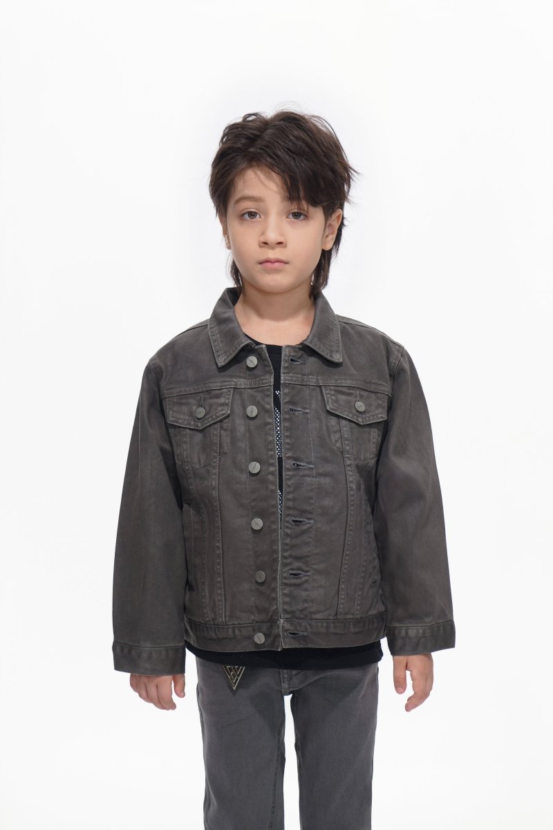 Hideout Kids Grey Waxed Jacket - Valabasas
