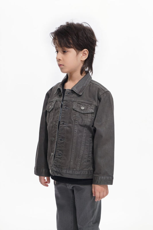 Hideout Kids Grey Waxed Jacket - Valabasas