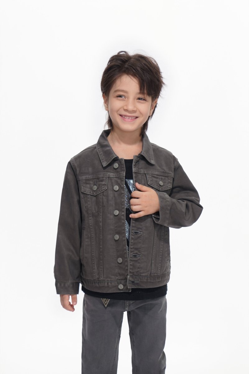 Hideout Kids Grey Waxed Jacket - Valabasas
